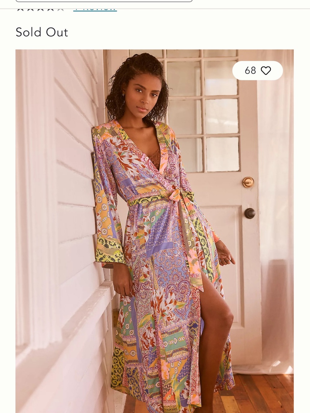 Anthropologie Patchwork Paisley Robe in Lavender, Yellow, Green